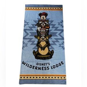 Disney Beach Towel Wilderness Lodge Resort Totem Pole with Blue background